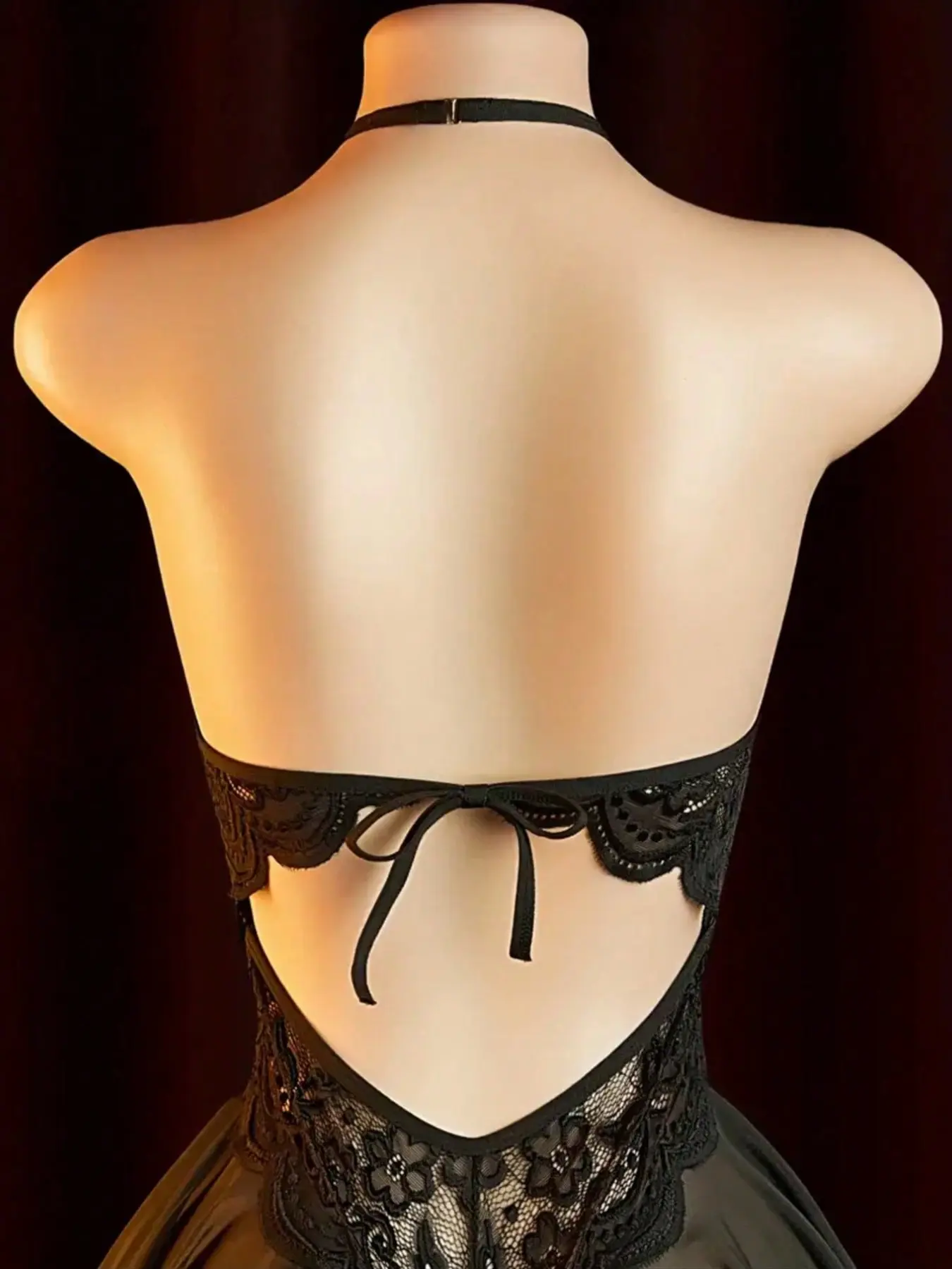 Womens Sexy One-Piece Floral Lace Bow Tie, Fitted All-Season Fashion, Perfect for Casual Wear and Stylish Occasions, Underwear Lingerie