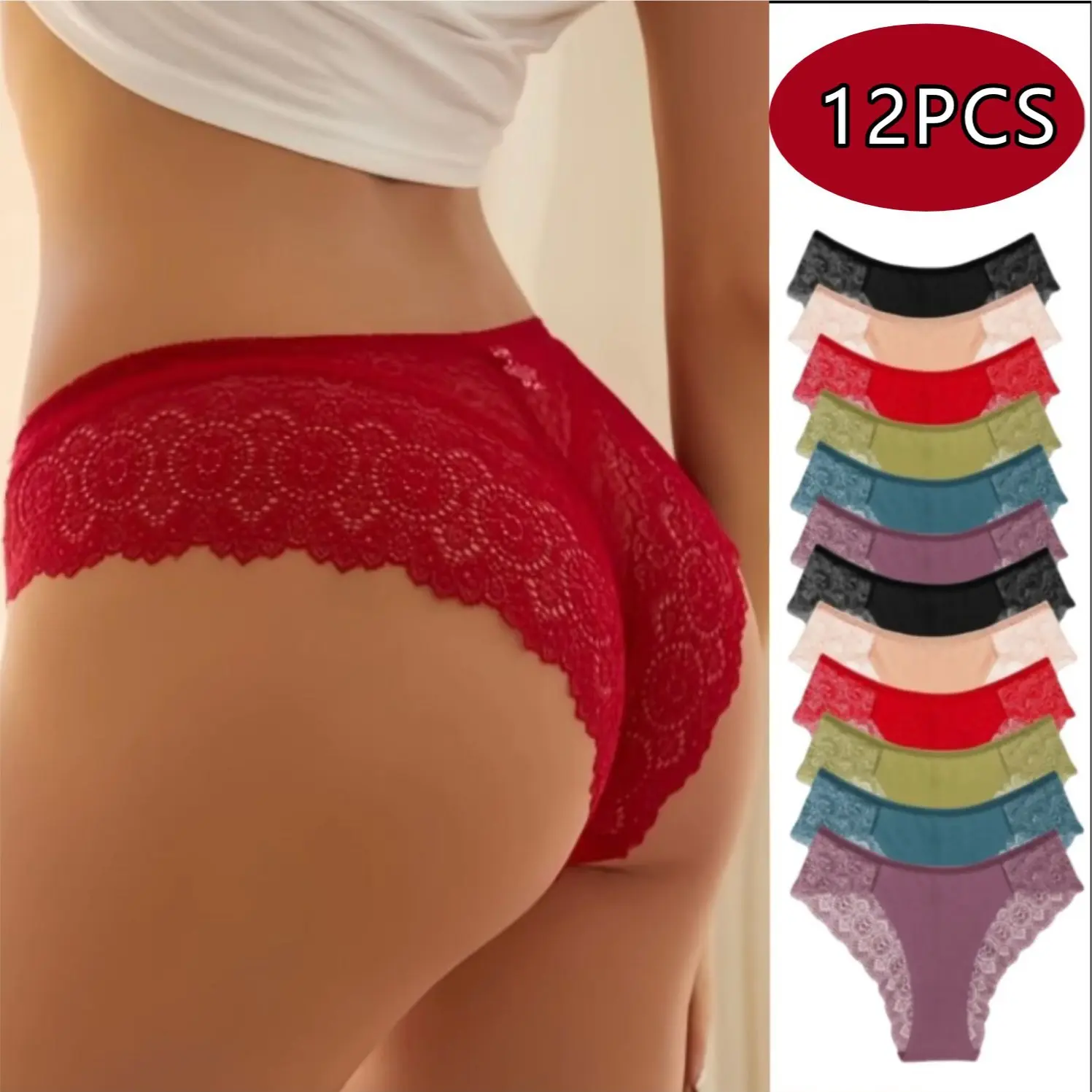 6 12PCS Panty For Women Plain Fashion High Quality New summer products Panties COD SF Basic Comfort Comfortable Cotton Lingerie Womenswear Bikini Frill Innerwear Style Stretch Comfort Basic Panties Plain Cotton Spandex Womens Panty Minimalist Multicolor