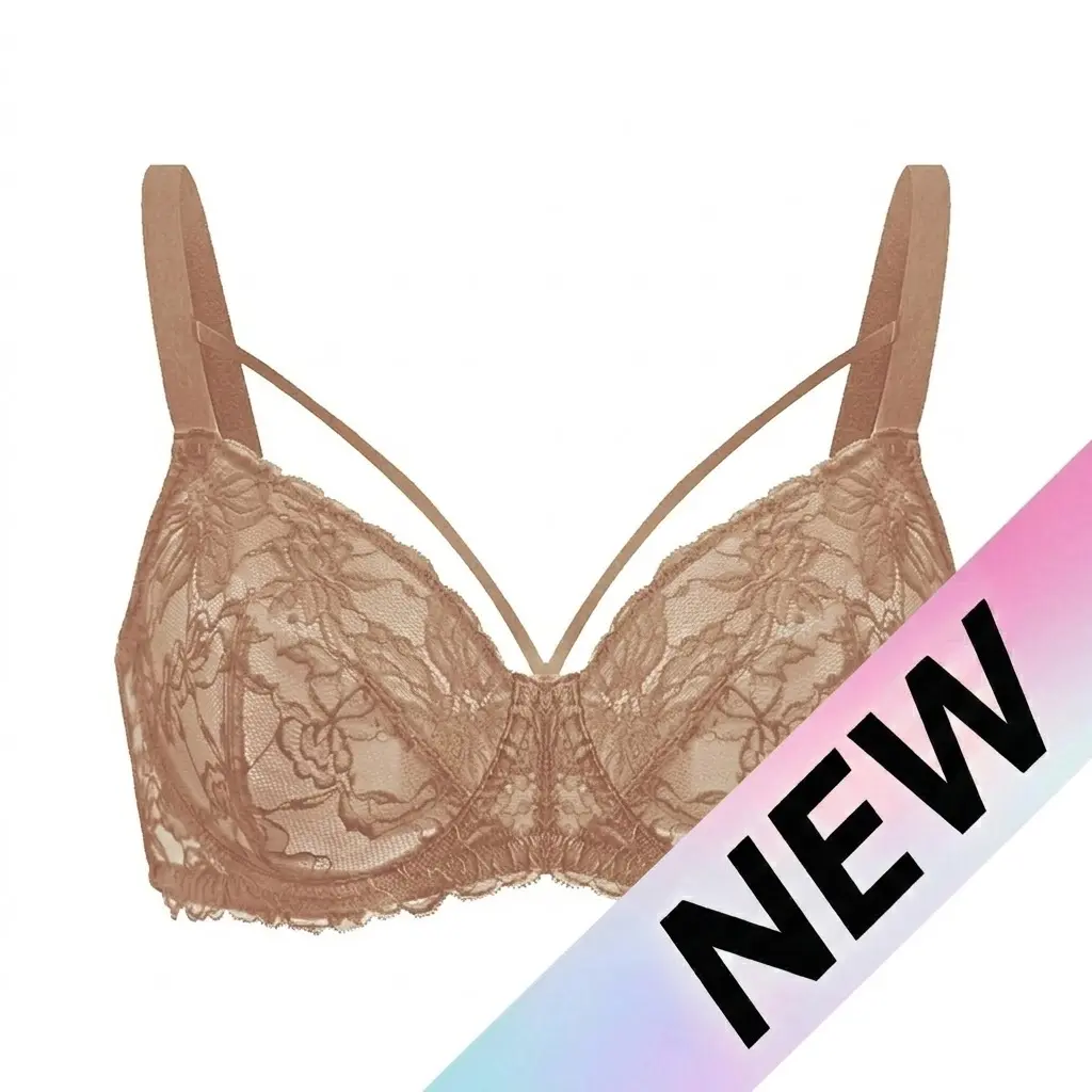 HSIA Pretty In Petals Plus Size Elegant Sheer Mesh Lace Unlined Full Coverage Strappy Underwire Non-Padded Bra with Minimizer Support Wide Adjustable Straps for Womens Everyday Lingerie