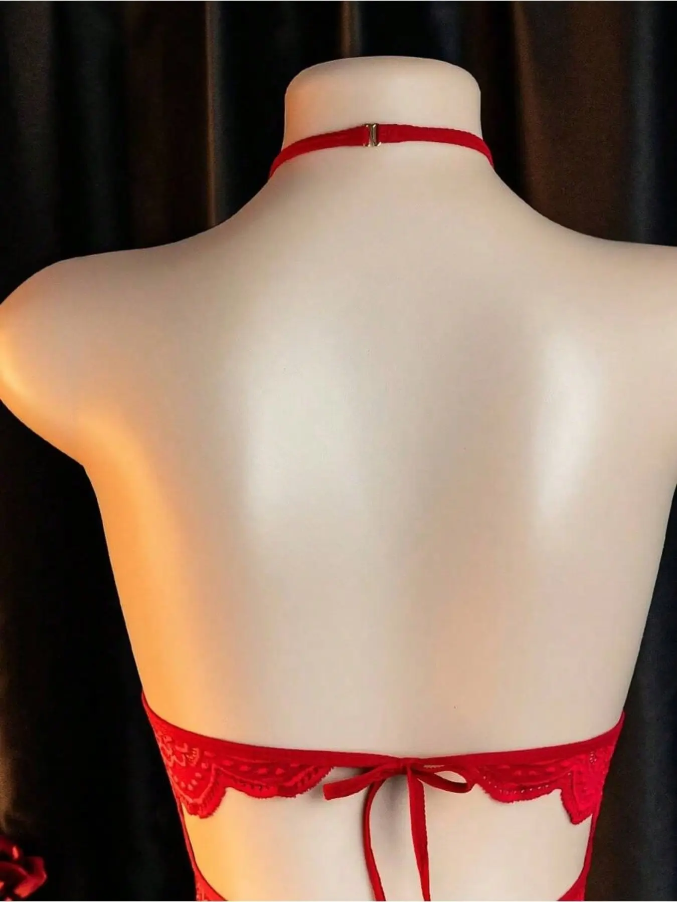 Womens Sexy One-Piece Floral Lace Bow Tie, Fitted All-Season Fashion, Perfect for Casual Wear and Stylish Occasions, Underwear Lingerie