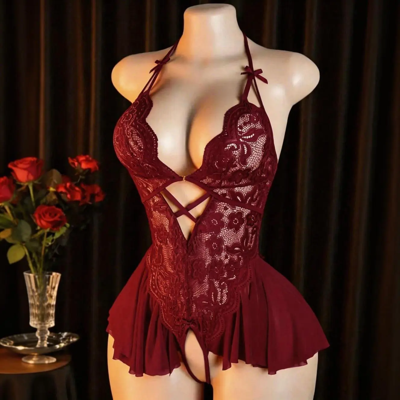 Women Lace Lingerie Nightwear Sleepwear Bodysuit Dress