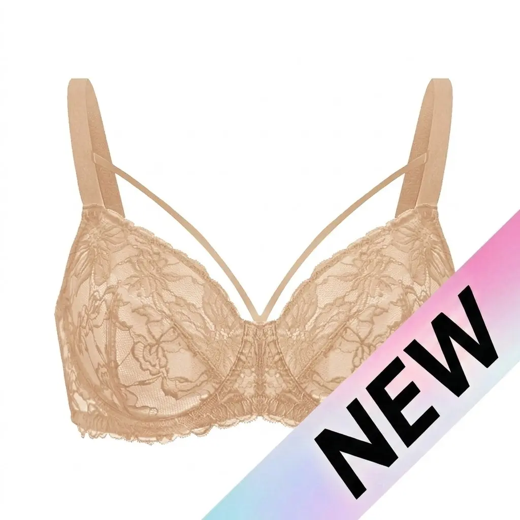 HSIA Pretty In Petals Plus Size Elegant Sheer Mesh Lace Unlined Full Coverage Strappy Underwire Non-Padded Bra with Minimizer Support Wide Adjustable Straps for Womens Everyday Lingerie
