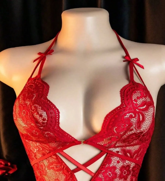 Womens Sexy One-Piece Floral Lace Bow Tie, Fitted All-Season Fashion, Perfect for Casual Wear and Stylish Occasions, Underwear Lingerie