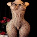 Womens Leopard Print Mesh Bodysuit, Sleeveless Elegant Slim Fit One-Piece, Sexy Christmas Themed Lingerie for Women, Sheer Mesh Bodysuit
